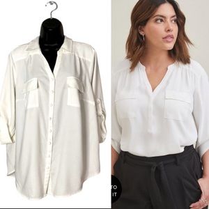 Torrid Harper White Georgette Blouse Top